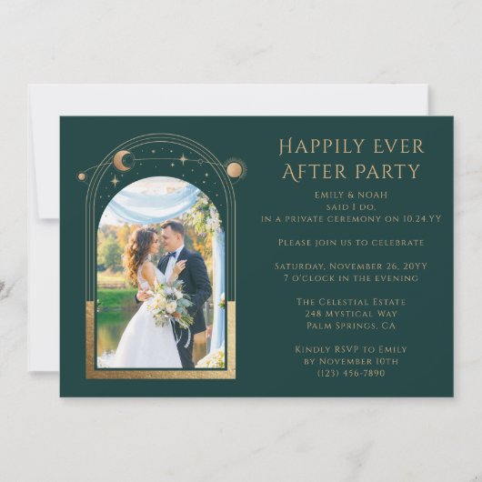 結婚式の披露宴の後ずっと神秘的で幸せに 招待状 (正面)