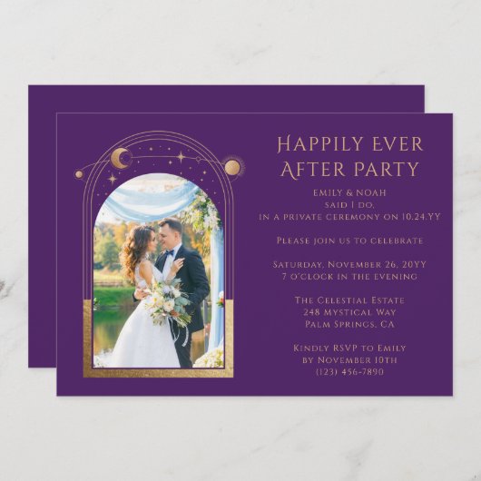 結婚式の披露宴の後ずっと神秘的で幸せに 招待状 (正面/裏面)