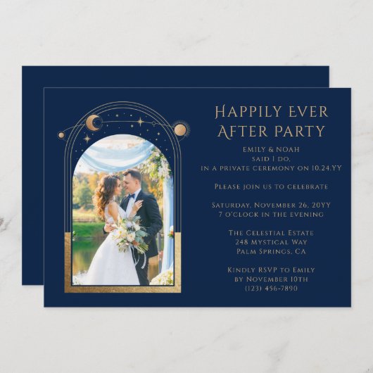 結婚式の披露宴の後ずっと神秘的で幸せに 招待状 (正面/裏面)
