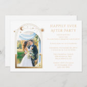結婚式の披露宴の後ずっと神秘的で幸せに 招待状 (正面/裏面)