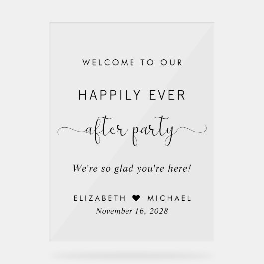 結婚式の披露宴の後を楽しく アクリルサイン (正面)