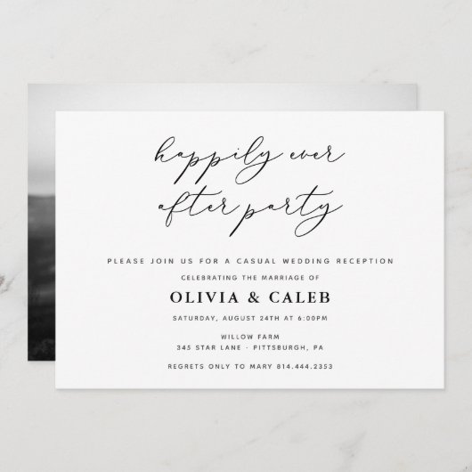 結婚式の披露宴の招待状の後ずっと幸せに 招待状 (正面/裏面)