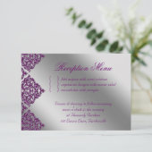 結婚式の披露宴 ダマスクパープル シルバー スパークル 出欠カード (スタンド正面)