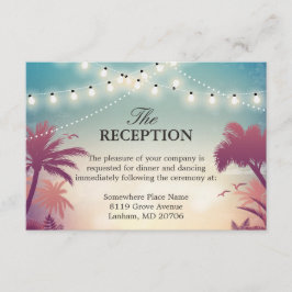 結婚式の披露宴 夏のストリングライト パームツリー エンクロージャーカード