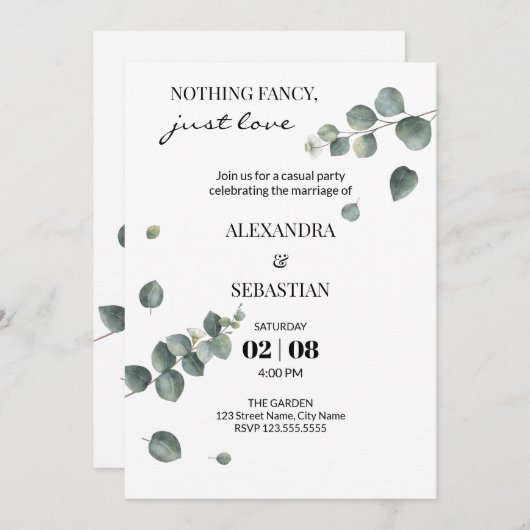 結婚式の披露宴 招待状 (正面/裏面)