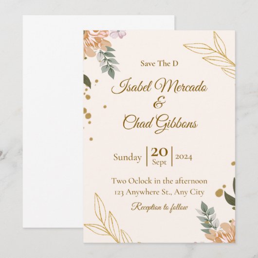 結婚式の披露宴 招待状 (正面/裏面)