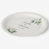 結婚式の披露宴 新婚夫婦の名前と日付 ペーパープレート (アングル)