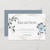 結婚式の披露宴 | 水彩 ダスティーブルー 花 エンクロージャーカード (正面/裏面)