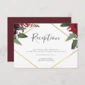 結婚式の披露宴 | 豊かなバーガンディ マーサラ フラワーデザイン エンクロージャーカード (正面/裏面)