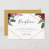 結婚式の披露宴 | 豊かなバーガンディ マーサラ フラワーデザイン エンクロージャーカード (正面/裏面)