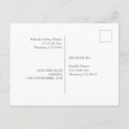 結婚式の招待の日付を保存 インビテーションポストカード (裏面)