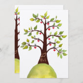 結婚式の招待を切り分ける水彩画愛ハートの木 招待状 (正面/裏面)