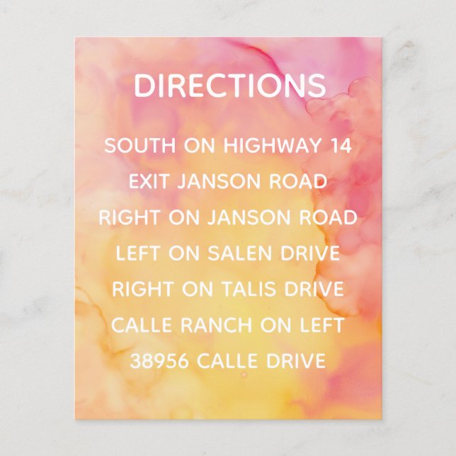 結婚式の招待インサートカード新鮮な花 (正面)