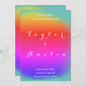 結婚式の招待カラフルを保存 セーブザデート (正面/裏面)