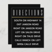 結婚式の招待カードのエレガント金ゴールドと黒 (正面/裏面)