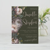 結婚式の招待テンプレート暗くてムーディーズ、フローラ 招待状 (スタンド正面)