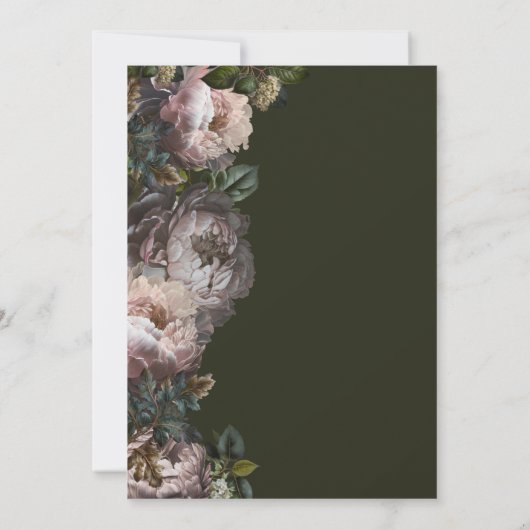 結婚式の招待テンプレート暗くてムーディーズ、フローラ 招待状 (裏面)