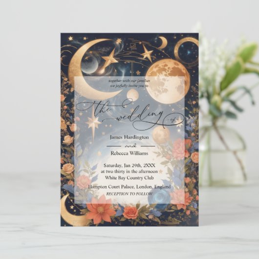 結婚式の招待デザインの天の魔法 招待状 (スタンド正面)