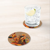 結婚式の招待状と文房具の日付の保存 ラウンドペーパーコースター (インサイチュ)