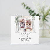 結婚式の招待状におすすめの猫のカップルイラスト 招待状 (スタンド正面)