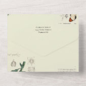 結婚式の招待状に入った骨董品のキャビネット オールインワン招待状 (裏面)