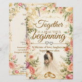 結婚式の招待状に最適な高級な編集可能なカード 便箋 (正面/裏面)