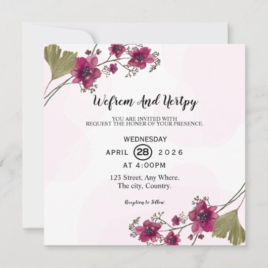 結婚式の招待状のカードデザイン ベクター 招待状 (正面)