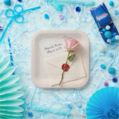 結婚式の招待状のピンクのバラとワックスシール ペーパープレート (パーティー)