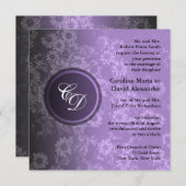 結婚式の招待状の紫色のヴィンテージの花柄 招待状 (正面/裏面)