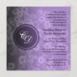 結婚式の招待状の紫色のヴィンテージの花柄 招待状