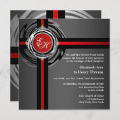 結婚式の招待状の赤い銀製のエンボス 招待状 (正面/裏面)