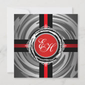 結婚式の招待状の赤い銀製のエンボス 招待状 (裏面)