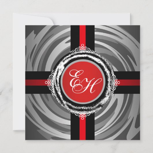 結婚式の招待状の赤い銀製のエンボス 招待状 (裏面)