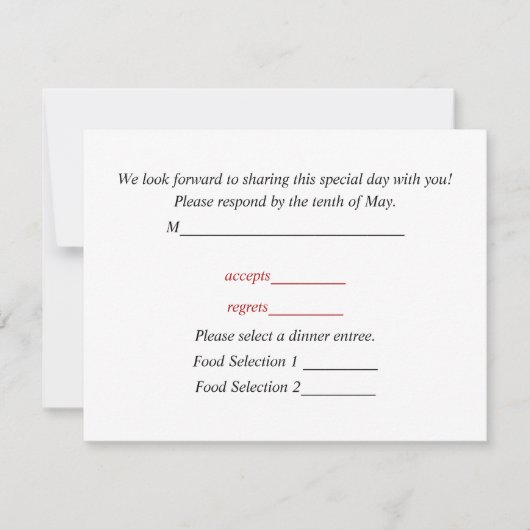 結婚式の招待状への返信カード 出欠カード (正面)
