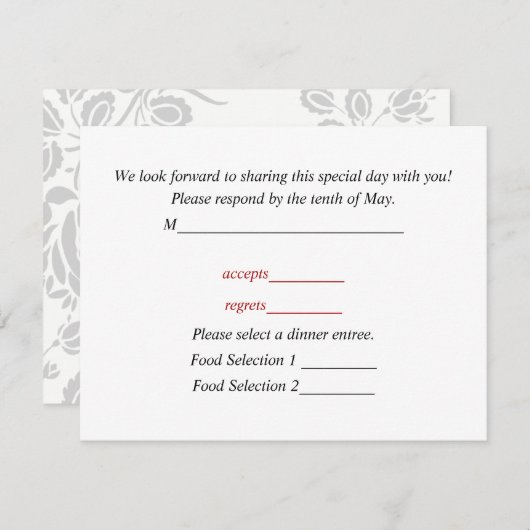 結婚式の招待状への返信カード 出欠カード