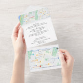 結婚式の招待状 すべてが1つになった地図と写真 オールインワン招待状 (貼ってはがせる)