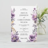 結婚式の招待状 エレガントなライラックの花 招待状 (スタンド正面)