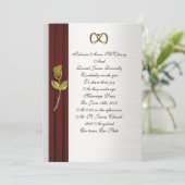 結婚式の招待状 エレガントな赤いベルベットと金のローズ 招待状 (スタンド正面)