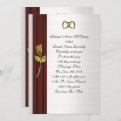 結婚式の招待状 エレガントな赤いベルベットと金のローズ 招待状 (正面/裏面)