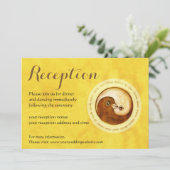 結婚式の招待状。ゴールドの陰陽の鳩 招待状 (スタンド正面)