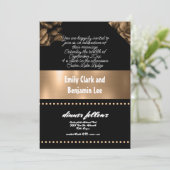 結婚式の招待状　ゴールドカラー　花柄 招待状 (スタンド正面)