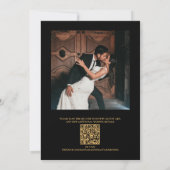 結婚式の招待状 ゴールド ブラック クレスト QR モノグラム 招待状 (裏面)