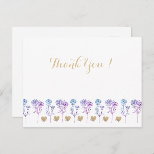 結婚式の招待状 シンプルでエレガントなカーネーション ポストカード (正面/裏面)