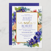 結婚式の招待状 | ハッピー ウォーターカラー フラワーリング 招待状 (正面/裏面)