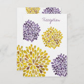 結婚式の招待状　パープル　イエロー　ダリアの花 エンクロージャーカード (正面/裏面)