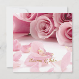 結婚式の招待状 ピンクのバラ エレガント 招待状