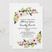 結婚式の招待状 ピンク ブラッシュ 水彩 花 招待状 (正面/裏面)