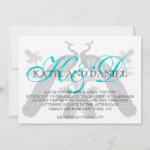 結婚式の招待状　ピーコック　モノグラム　シルバー 招待状 (裏面)