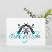 結婚式の招待状　ピーコック　モノグラム　シルバー 招待状 (スタンド正面)