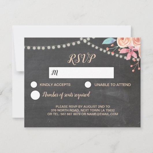 結婚式の招待状 ピーチ コーラル ライト 花 出欠カード (正面)